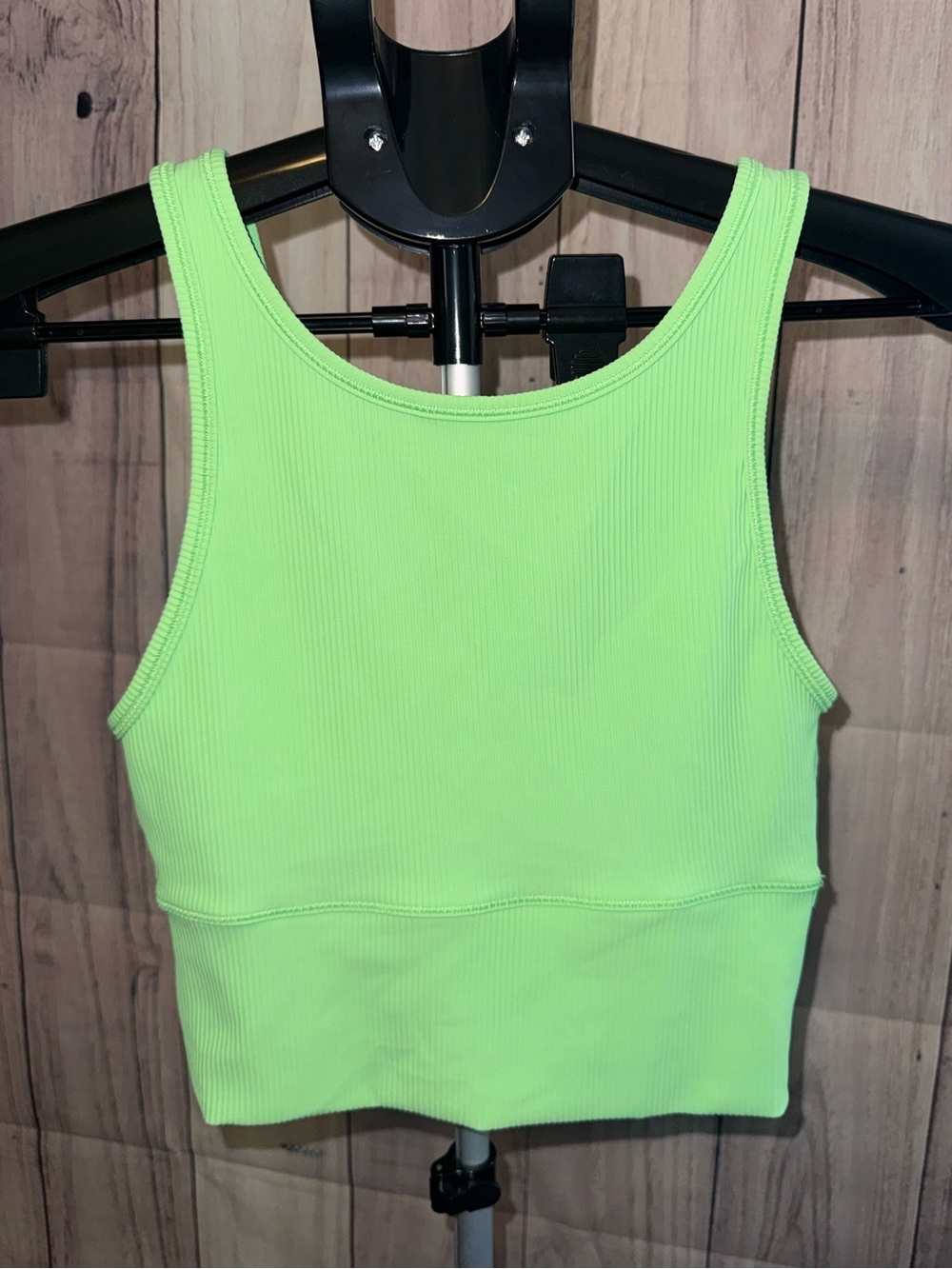 Lululemon Power Pivot Cropped Tank Ribbed Neon Green Bra NWOT